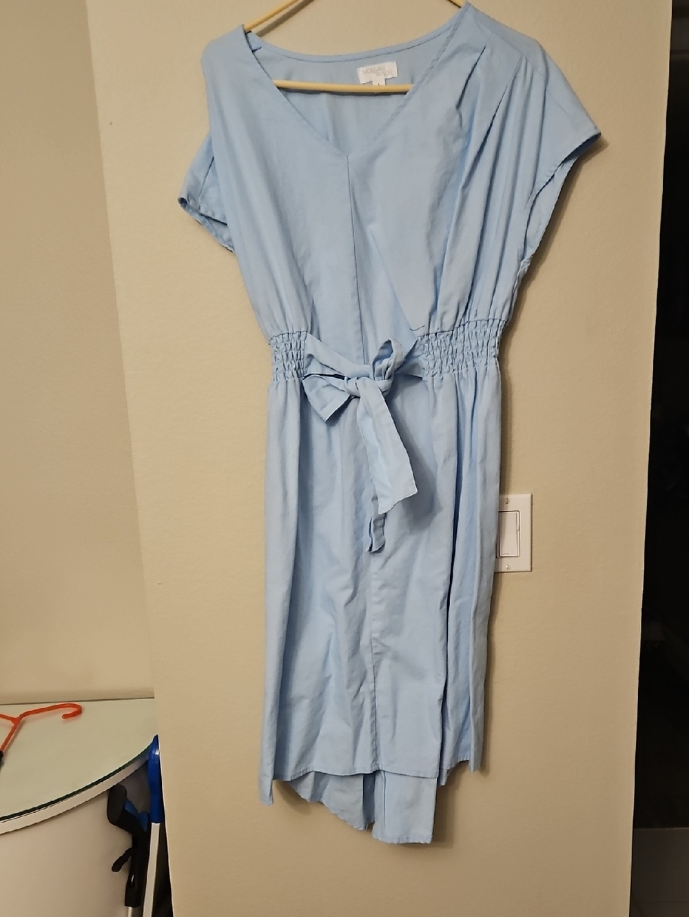 Morgan Taylor Light Blue V-Neck Tie-Waist Midi Dress